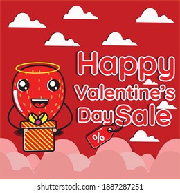 strawberry with valentine's sale vector design eps 10