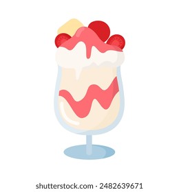 Strawberry vanilla ice cream glass