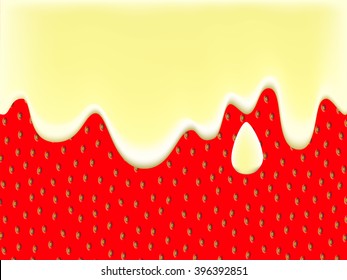 Strawberry and vanilla ice cream vector background, yogurt with strawberry texture, strawberry jam, strawberry skin illustration, strawberry and cream pattern, natural food, summer dessert