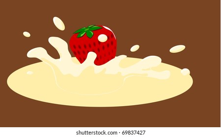 Strawberry with vanilla, vector illustration