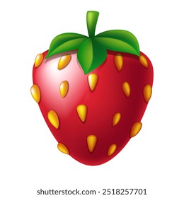Strawberry. Vector 3D clipart isolated on white background.