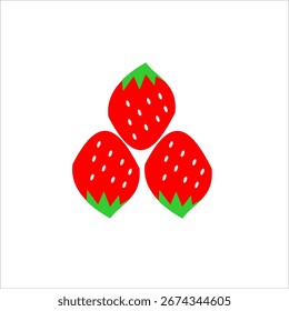 strawberry vector art flat design illustration isolated on white background