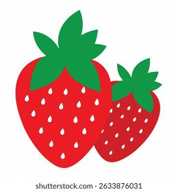 Strawberry vector art on white background.