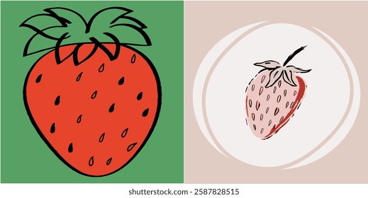 strawberry vector art realism set cartoon
