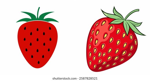 strawberry vector art realism set cartoon

