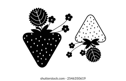 Strawberry Vektorbündel, Clipart, Silhouette, Vektor, Symbole, Illustration, Design.