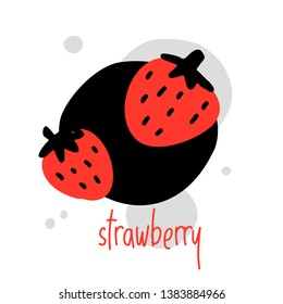 Strawberry vector cartoon illustration.. Logo, poster, sticker concept for cafe, restaurant, organic market