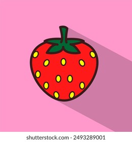 Vector de fresa en estilo de dibujos animados. Símbolos de Vector de diseño plano tamaño editable EPS10. Ilustración de icono de Vector de fresa