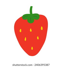 Strawberry vector clipart illustration. Isolated design element on white background. Strawberry in cute cartoon flat graphic style. Red fruit icon.