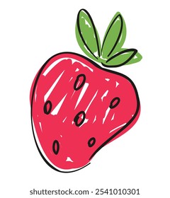 Strawberry vector cute Sweet red fruit illustration