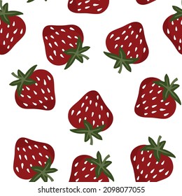 
Strawberry vector drawing on white seamless background