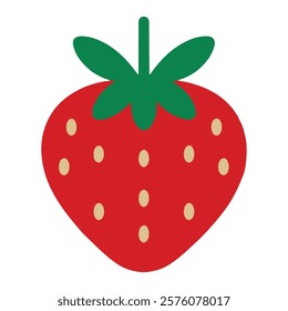 Strawberry vector Flat Design Illustration on white background.
