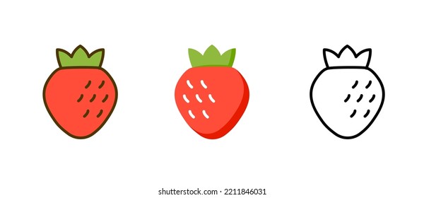 Strawberry vector flat icon clipart. Fruit strawberry isolated fresh logo design simple icon