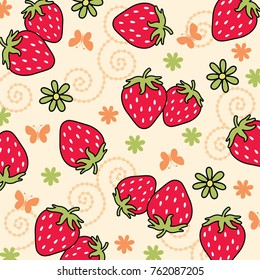 Strawberry Vector with Floral Design 