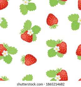 Fondo de fresa. Patrón sin fisuras de Berries. Vector de fresa. Fondo de escritorio para alimentos