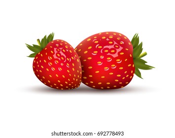 Strawberry vector fresh berry desert. Fruit sweet food.