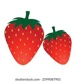 Strawberry vector. Fresh red ripe mellow berry on white background. 3d Strawberry icon vector illustration. Strawberries 3d color vector icon for food apps and websites.