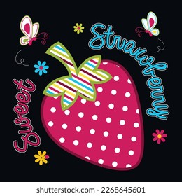 strawberry, vector fruit cartoon illustration design graphic printing