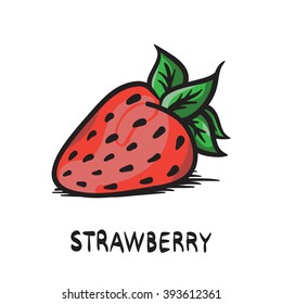 Strawberry vector hand drawn illustration icon doodle style 
