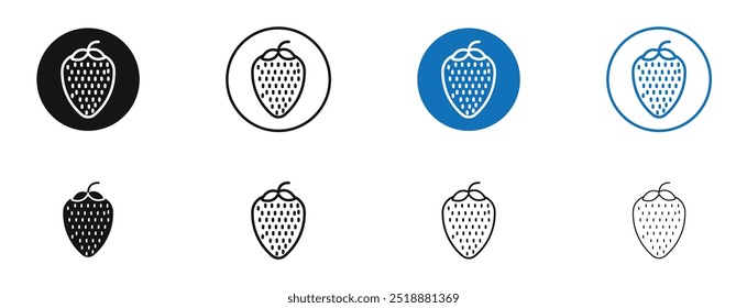 Strawberry vector icon in black and blue colors