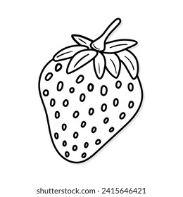 Strawberry vector icon in doodle style. Symbol in simple design. Cartoon object hand drawn isolated on white background.