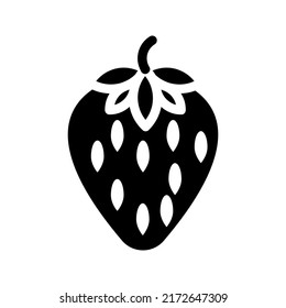 Strawberry vector icon. fruit icon color editable