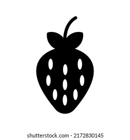 Strawberry vector icon. fruit icon color editable