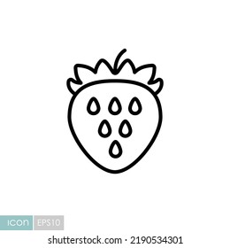 Icono vectorial de fresa. Símbolo gráfico del sitio web de comida y bebida, diseño de aplicaciones, aplicaciones móviles y medios impresos, logotipo, interfaz de usuario
