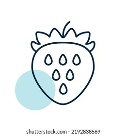 Icono vectorial de fresa. Símbolo gráfico del sitio web de comida y bebida, diseño de aplicaciones, aplicaciones móviles y medios impresos, logotipo, interfaz de usuario