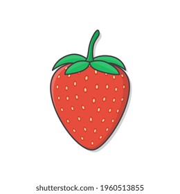 Strawberry Vector Icon Illustration. Fresh Strawberry Flat Icon