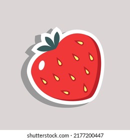 Ilustración del icono del vector de fresa. Pegatina de frutas planas de verano aislada con contorno blanco.