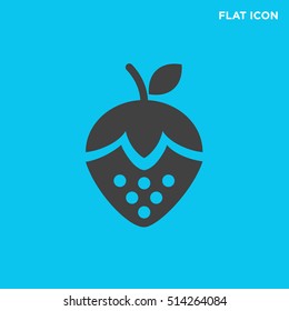 Strawberry vector icon on blue background, isolated