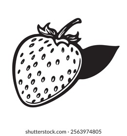 strawberry vector icon sihouette on white 