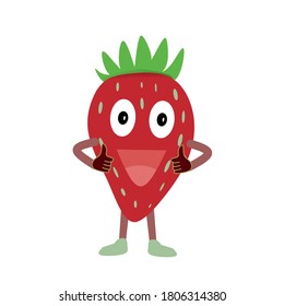 
Strawberry vector icon with smile expression