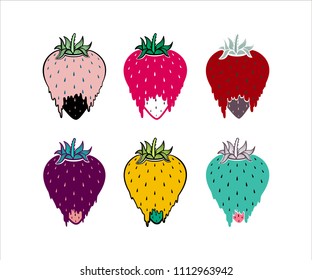 Strawberry vector illustration in black and white