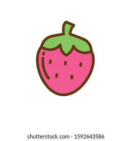Strawberry vector illustration with cute design isolated on white background. Strawberry icon with lineal color style 