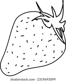 Ilustración vectorial de fresa. Curso sencillo de fresa fruta de la fruta del bosque, icono dibujado a mano, contorno negro. 
