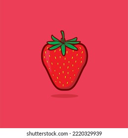 Strawberry vector illustration, flat design concept,simple. suitable as a sticker, design needs, children's education, t-shirt design, or icon