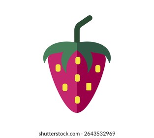 Erdbeere, Vektorgrafik. Flachbauweise