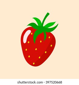 Strawberry Vector Illustration. Flat Design