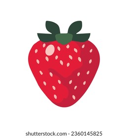 Strawberry vector illustration, flat strawberry fruit vector art isolated on a white background