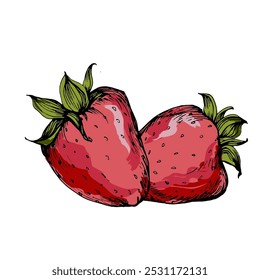 Strawberry Vector Illustration. Fresh strawberries, sweet and refreshing isolated on transparent background.