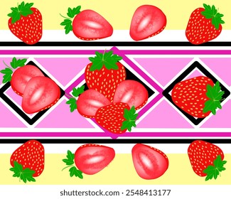 strawberry vector illustration, fruit pattern