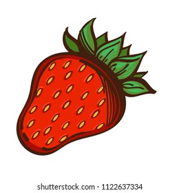 Strawberry. Vector illustration in hand drawn style, isolated on white background for design of packaging, labels and much more.
