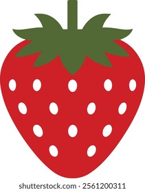 Strawberry Vector Illustration Icon. Fruit clip art with flower and leaves