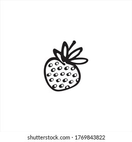 Strawberry vector illustration. Isolated on white background. Black & white color