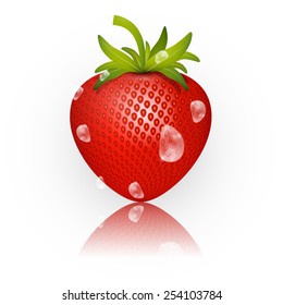 Strawberry Vector Illustration Isolated on White Background