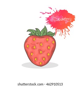 Strawberry vector illustration isolated on a white background.Summer fruit icon hand draw in doodle style