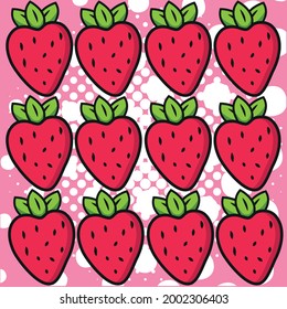 Strawberry vector illustration on pink background