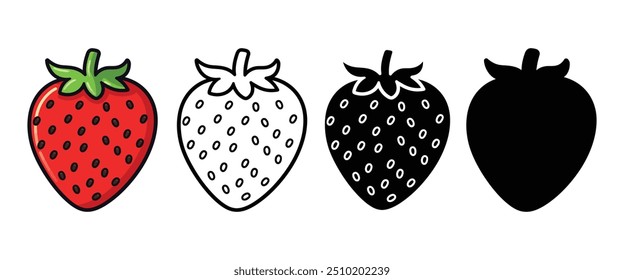 Strawberry vector illustration, outline, silhouette on white background